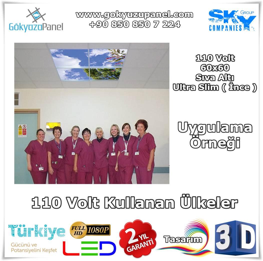 110 Volt 60x60 Gökyüzü Panel Sıva Altı Slim Uygulama Örneği