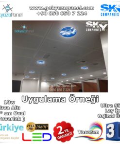 30° cm Oval ( Yuvarlak ) Gökyüzü Panel Sıva Altı Slim Uygulama Örneği