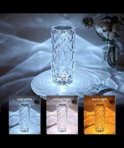 Kristal Elmas Masa Lambası Dokunma Kontrollü Başucu Lambaları Gece Lambası 3 Işık Renk Parlaklık Ayarlanabilir USB Şarj Edilebilir Yatak Odası için