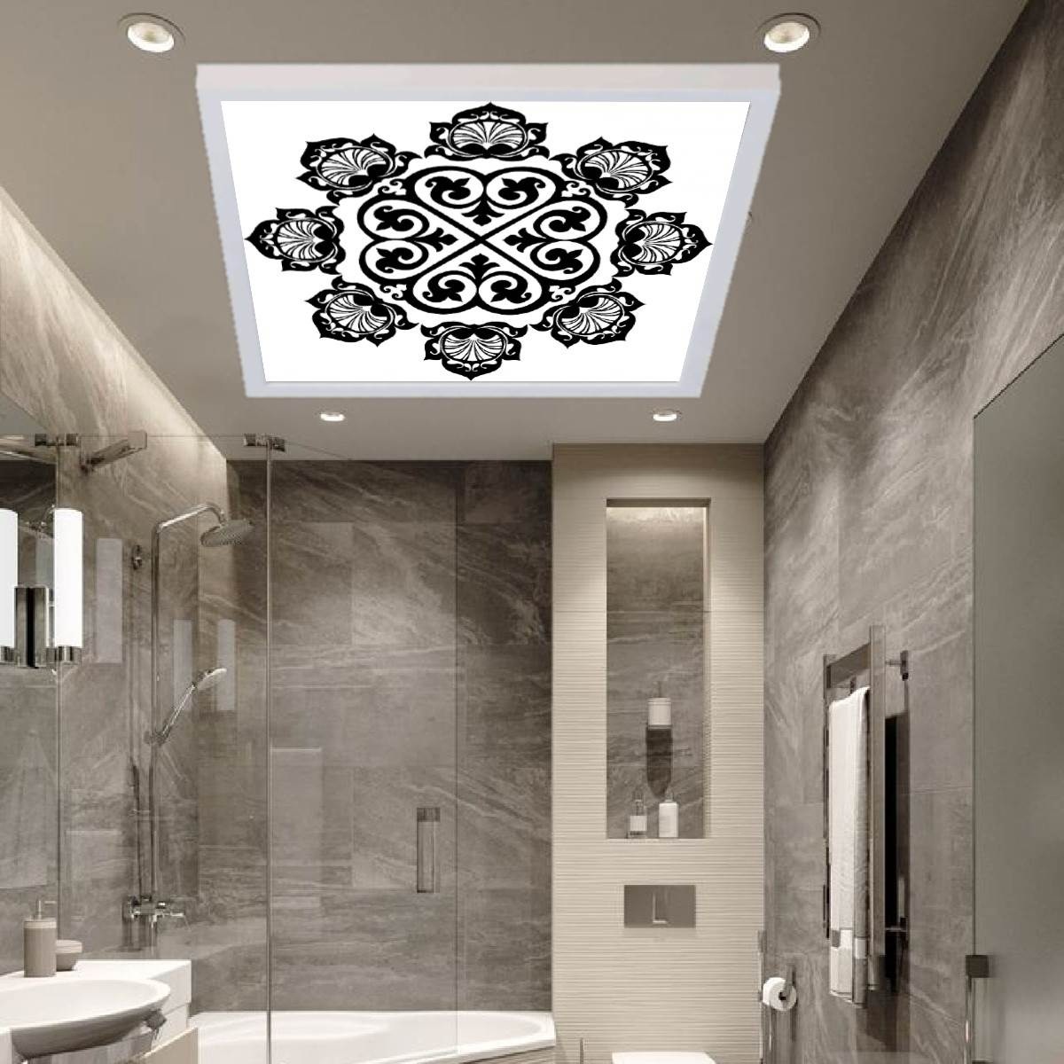 İşlemeli Kar Tanesi Desenli Banyo Avize, 60x60-54w, Banyo aydınlatma, yatak odası avize modelleri, wc Ferah avize