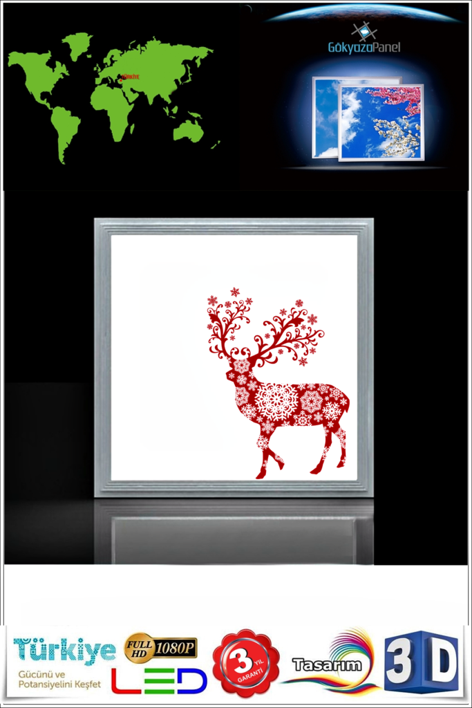 60x60 Çocuk odası avize modelleri, 54wat led, tavana model avize,çocuklar için alageyik desenli avize