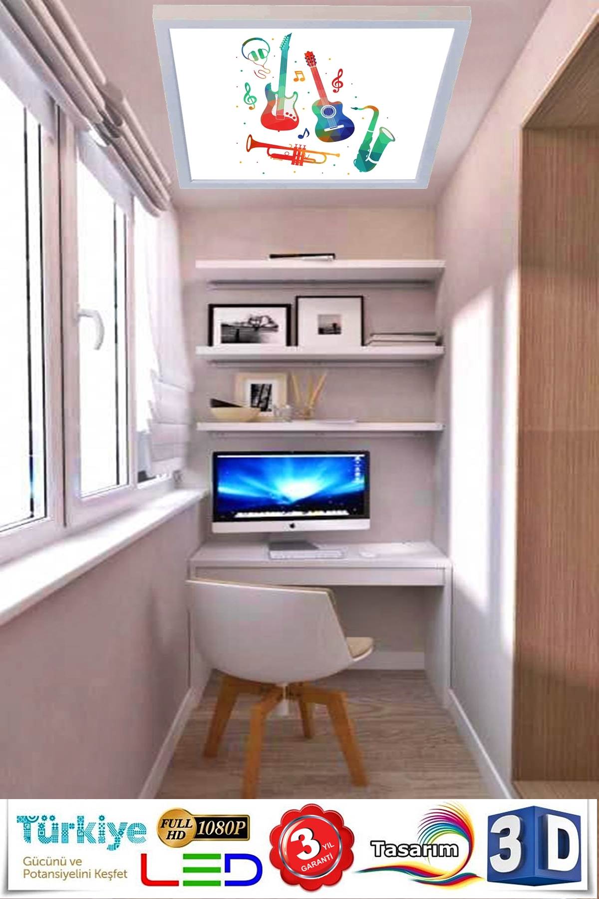 Enstrümantal Genç Odası Avize, 60cmx60cm, 54 watt,led,en şık genç odası avize modelleri, enstrümantal genç odası lamba - Görsel 4