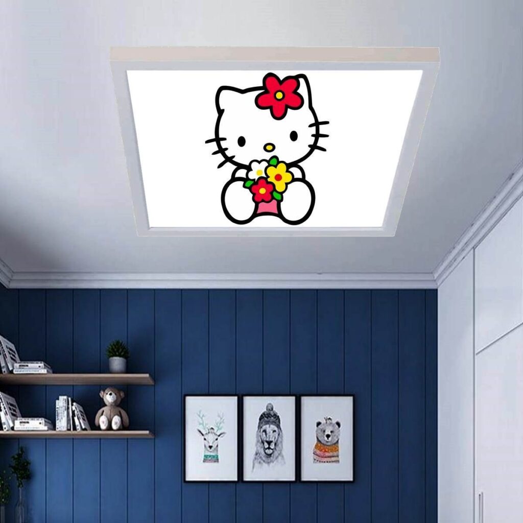 Hello Kitty 60x60 Çocuk odası avize modelleri, 54wat led, tavana model avize,çocuklar için hello kitty desenli kare avize