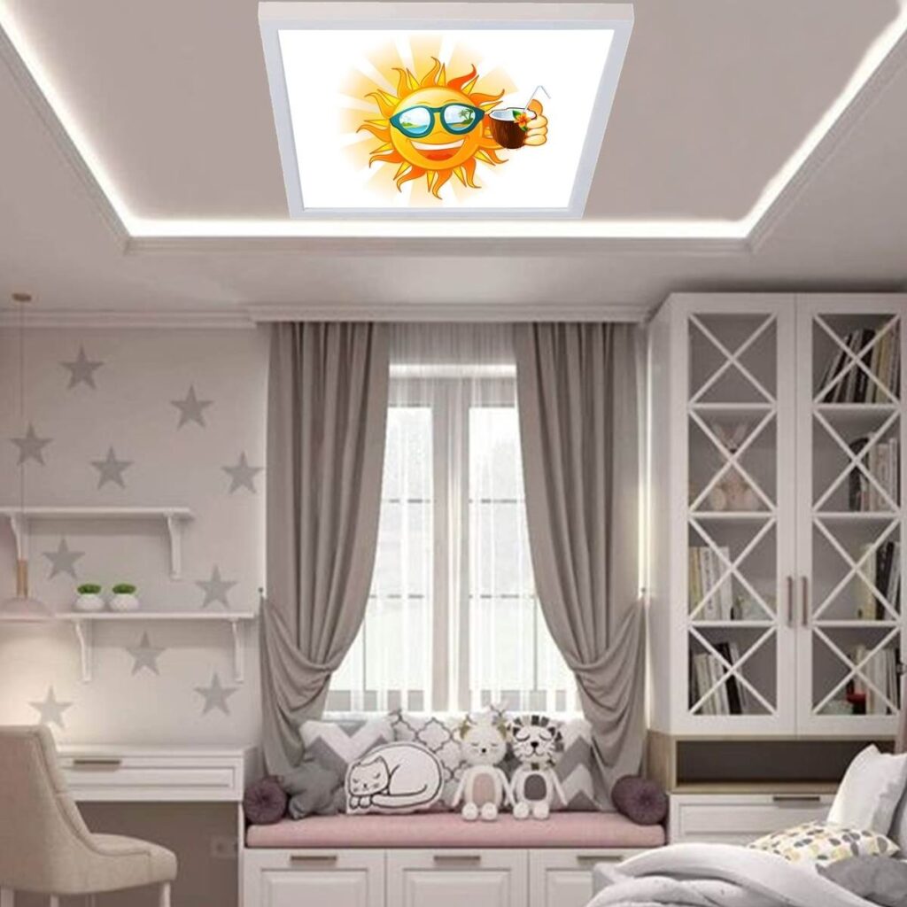 Summer Motifli 60x60 Çocuk odası avize modelleri, 54wat led, tavana model avize,çocuklar için summer desenli kare avize