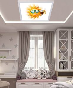 Summer Motifli 60x60 Çocuk odası avize modelleri, 54wat led, tavana model avize,çocuklar için summer desenli kare avize