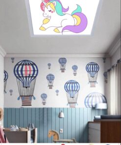 Alternative view of Yavru Unicorn Desenli 60x60 Çocuk odası avize modelleri, 54wat led, tavana model avize,çocuklar için yavru unicorn desenli kare avize