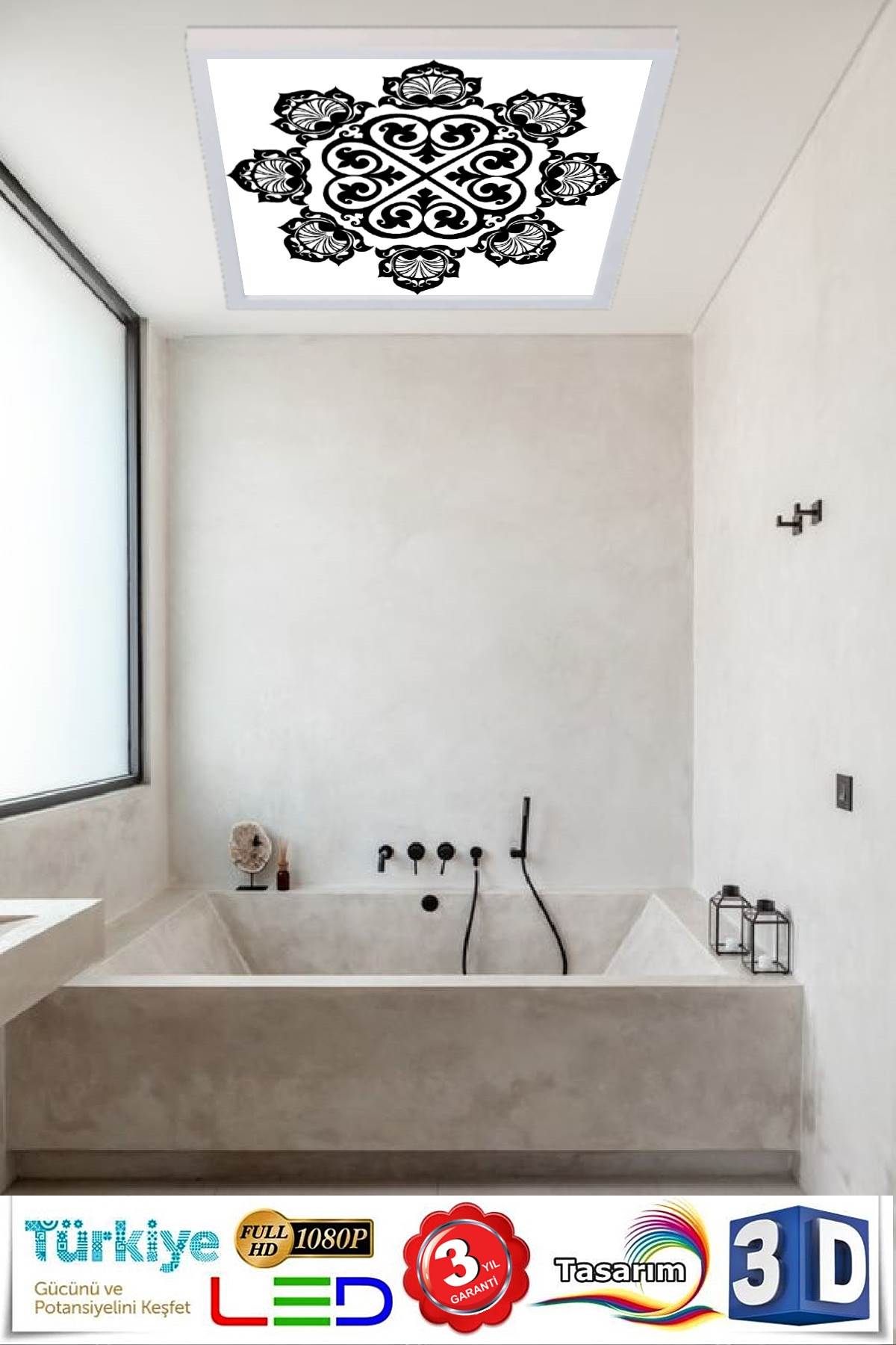 İşlemeli Kar Tanesi Desenli Banyo Avize, 60x60-54w, Banyo aydınlatma, yatak odası avize modelleri, wc Ferah avize - Görsel 2