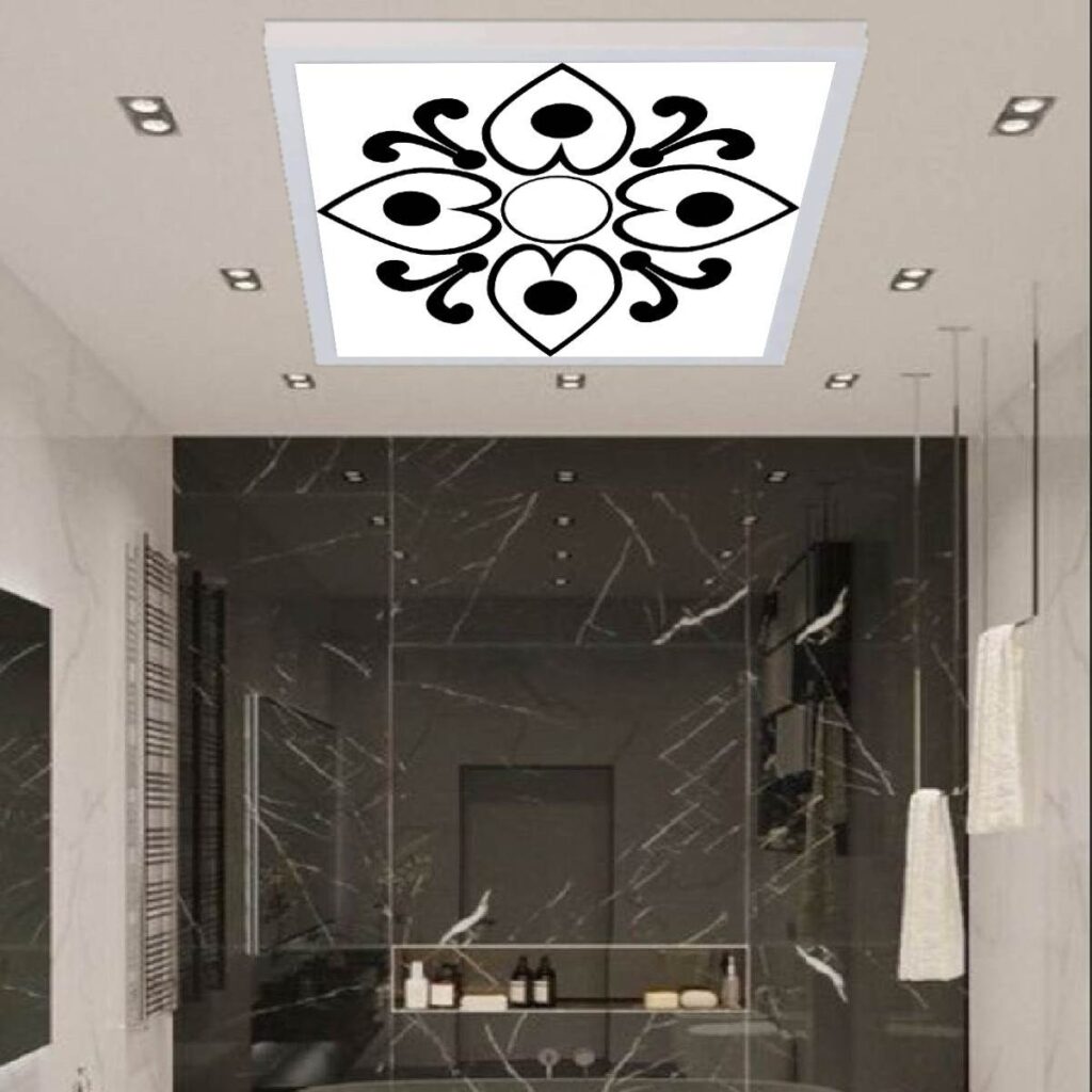 Black White Kalp 2 Desenli Banyo Avize, 60x60-54w, Banyo aydınlatma, yatak odası avize modelleri, wc Ferah avize