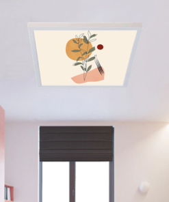 Pastel Fidan Desenli Yatak Odası Avize, 60x60-54w, ebeveyn odası aydınlatma, yatak odası avize modelleri,yatak odası Ferah avize