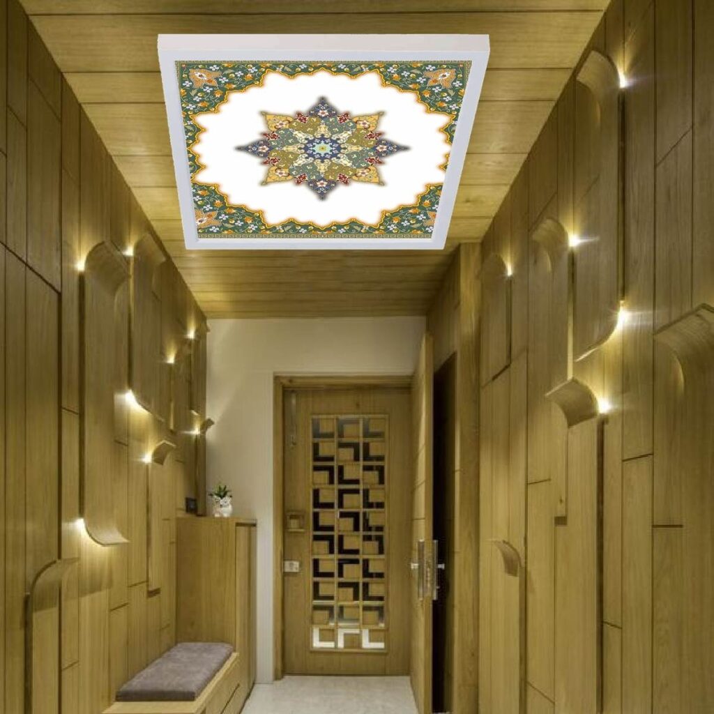 Doğu Motifli Ofis aydınlatma led avize, 60x60 sıva üstü led, desenli led avize, 54watt büyük boy led avize, resimli led avize