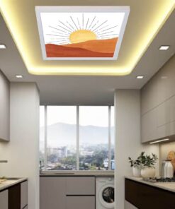 Çöl Güneşi 60x60 Çocuk odası avize modelleri, 54wat led, tavana model avize,çocuklar için çöl güneş desenli kare avize