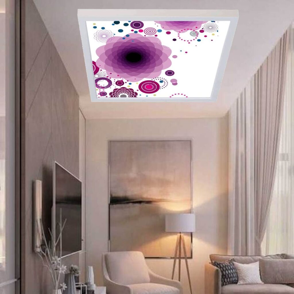 Mor Desenli, 60cmx60cm, 54 watt,led,en şık oturma odası avize modelleri, mor desenli oturma odası lamba