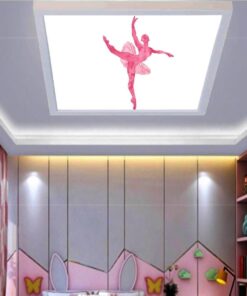 Pembe Balerin Taneleri 60x60 Çocuk odası avize modelleri, 54wat led, tavana model avize,çocuklar için pembe balerin desenli kare avize