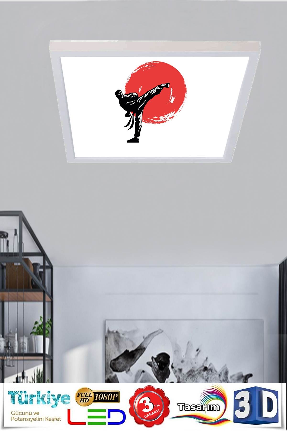 Sporkid, 60cmx60cm, 54 watt,led,en şık genç odası avize modelleri, sporkid genç odası lamba - Görsel 2
