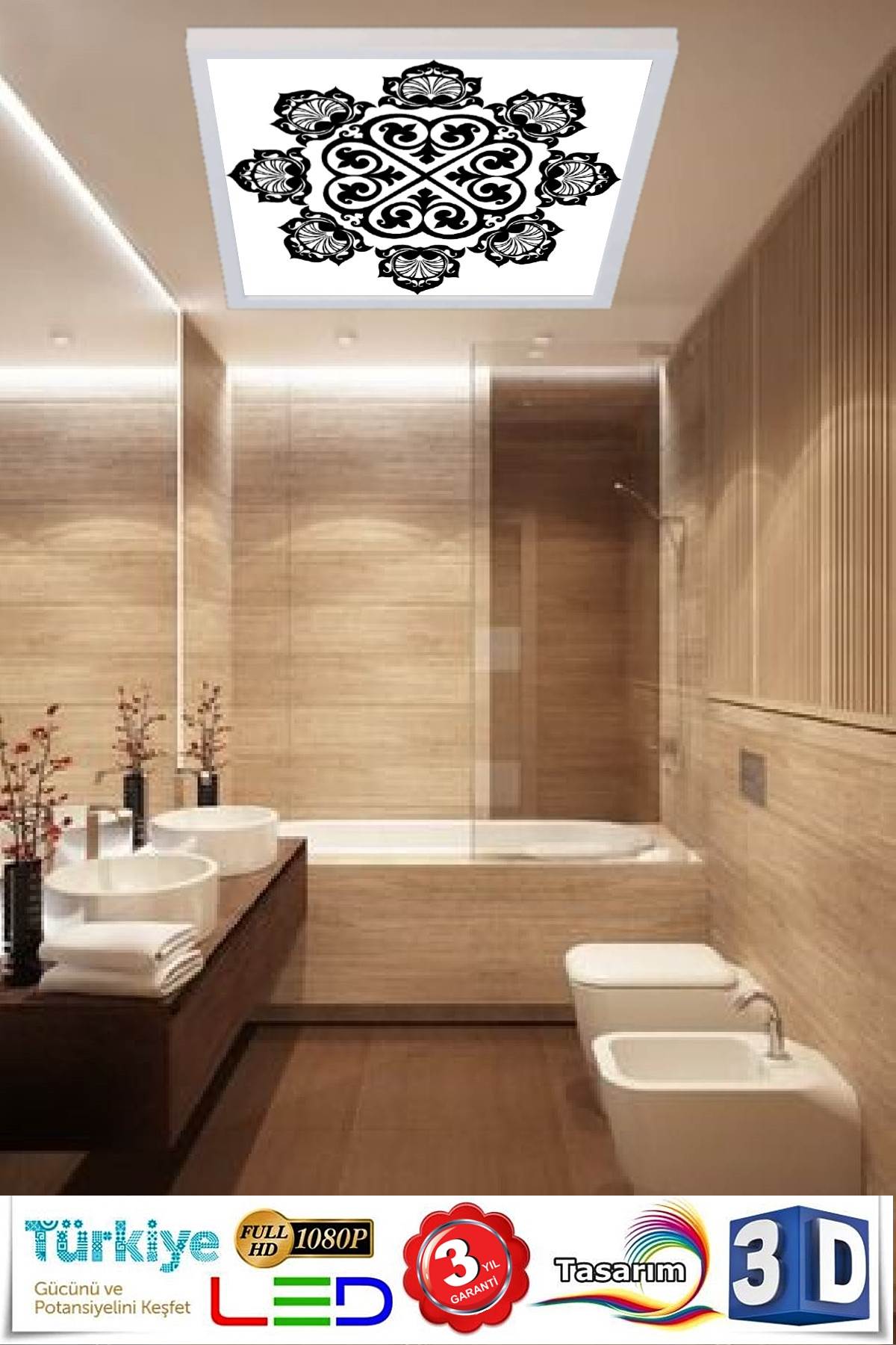 İşlemeli Kar Tanesi Desenli Banyo Avize, 60x60-54w, Banyo aydınlatma, yatak odası avize modelleri, wc Ferah avize - Görsel 4