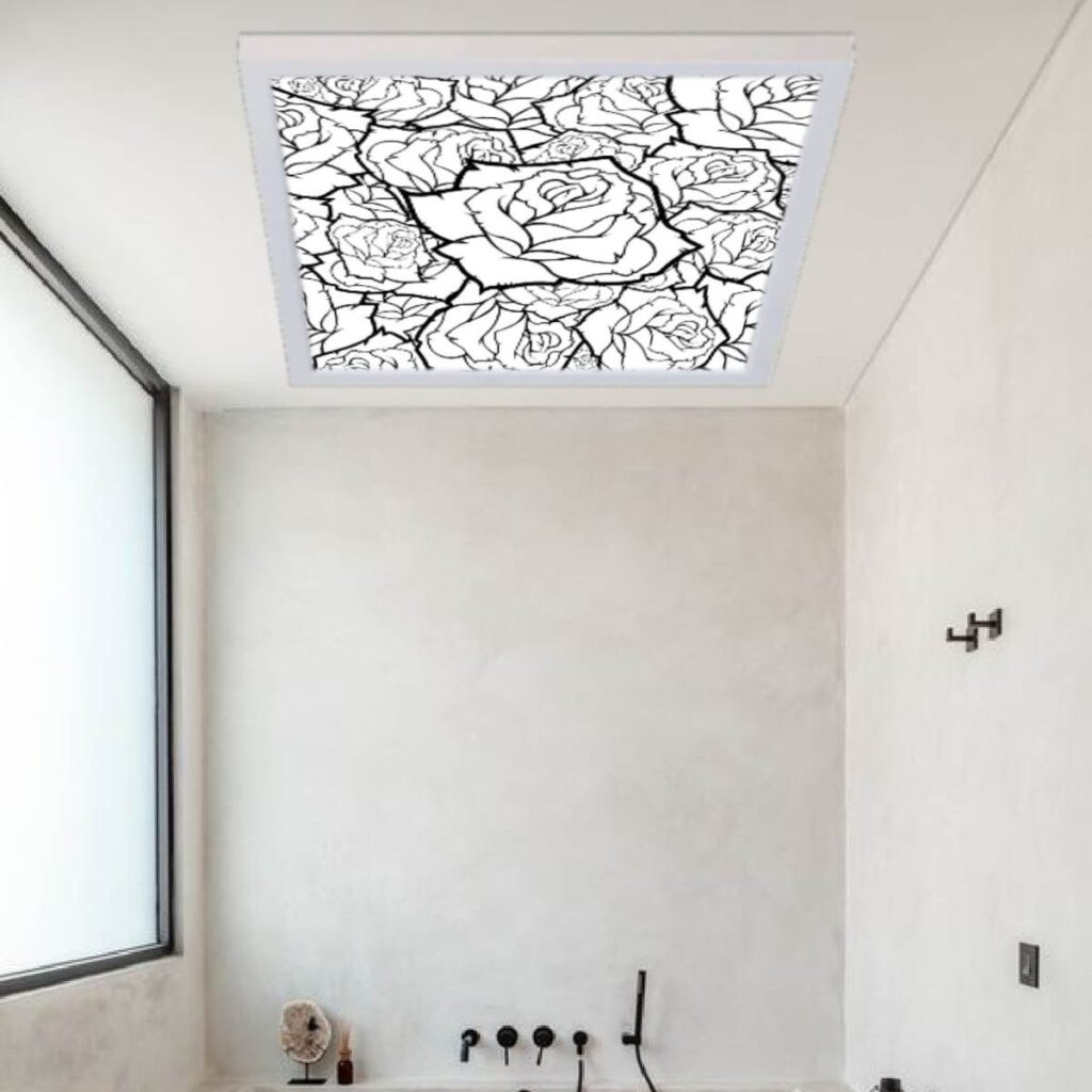 Çizgisel Güller Desenli Banyo Avize, 60x60-54w, Banyo aydınlatma, yatak odası avize modelleri, wc Ferah avize