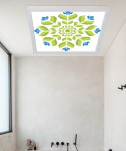 Mavi Çiçek Dairesel Desenli Banyo Avize, 60x60-54w, Banyo aydınlatma, yatak odası avize modelleri, wc Ferah avize