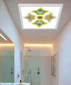 Yeşil Gül Kalkan Desenli Banyo Avize, 60x60-54w, Banyo aydınlatma, yatak odası avize modelleri, wc Ferah avize
