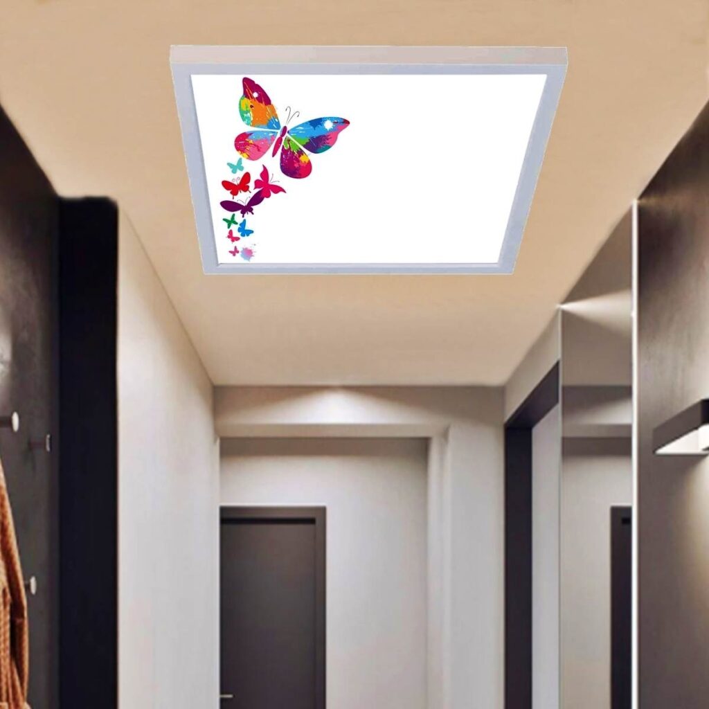 Kelebek Ofis aydınlatma led avize, 60x60 sıva üstü led, desenli led avize, 54watt büyük boy led avize, resimli led avize