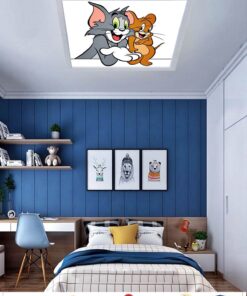Alternative view of Tom Ve Jerry Dostluk 60x60 Çocuk odası avize modelleri, 54wat led, tavana model avize,çocuklar için tom ve jerry dostluk desenli kare avize