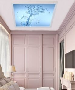 Su Gül Desenli Yatak Odası Avize, 60x60-54w, ebeveyn odası aydınlatma, yatak odası avize modelleri,yatak odası Ferah avize