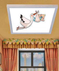 Leylek 60x60 Çocuk odası avize modelleri, 54wat led, tavana model avize,çocuklar için leylek desenli kare avize