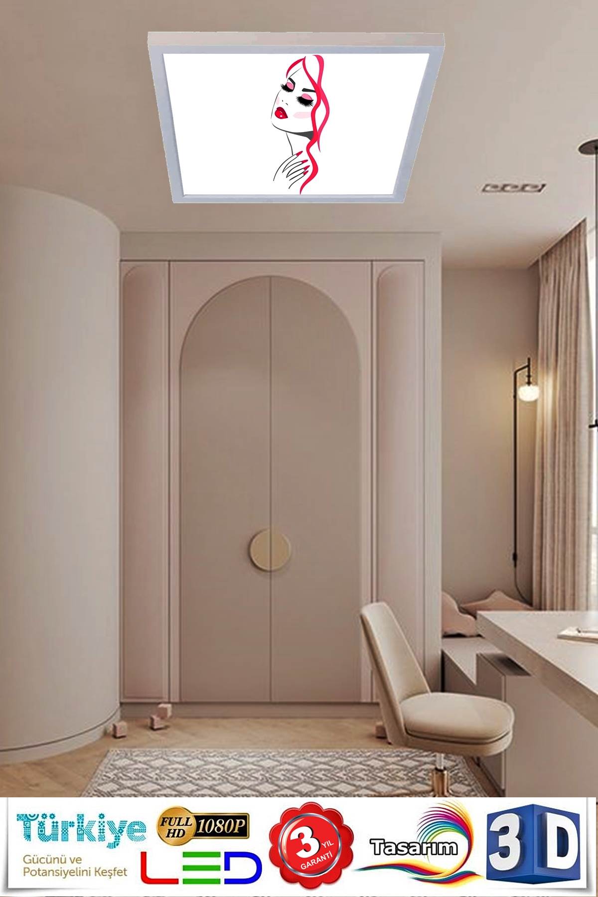 Pembe, 60cmx60cm, 54 watt,led,en şık oturma odası avize modelleri, pembe oturma odası lamba - Görsel 2