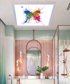 Sulu Boya Kelebek Banyo avize modelleri, 60x60 led avize, 54watt led tavan lambası, sulu boya kelebek model avize,