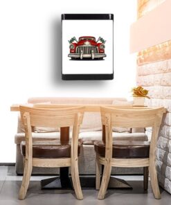 Cafe Led Aplik, Retro Duvar Led Aplik, Laddke Red Classic Car 24 Watt, Aplik