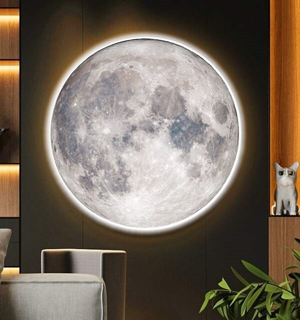Yatak Odası Led Aplik-Moon Led Aplik,30cm Çap, Led 25watt, Modern, Duvar aplik, Yatak odası aplik-A+