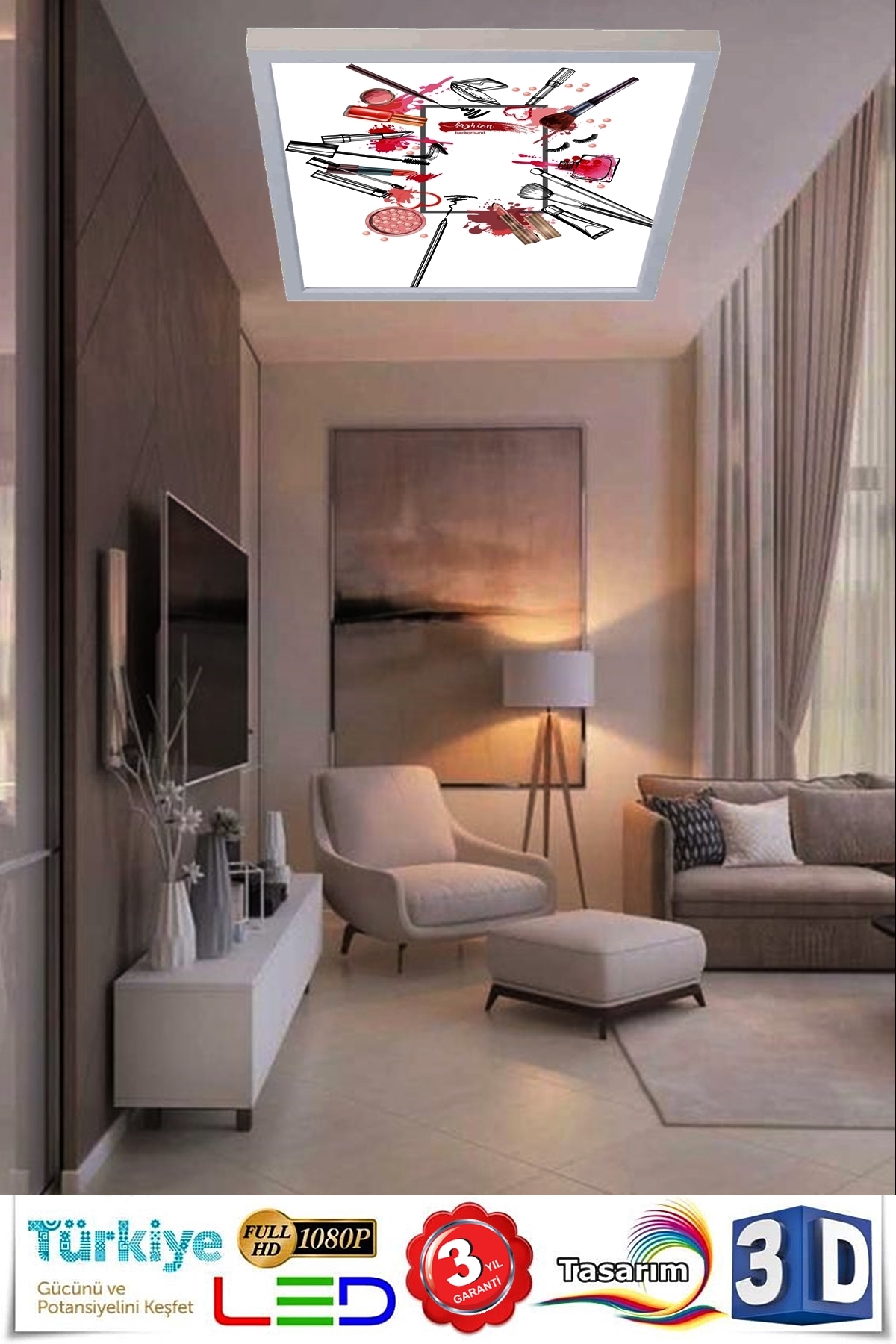 Makyaj Malzemeleri, 60cmx60cm, 54 watt,led,en şık genç odası avize modelleri, makyaj malzemeleri genç odası lamba - Görsel 3