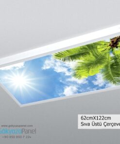 60x120 Gökyüzü Panel Avize, 106watt Led, Sıva Üstü, Kolay Montaj Led Panel, Palmiye Avize