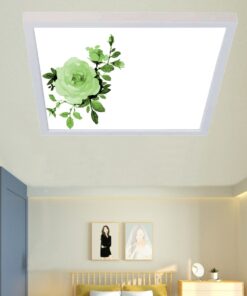 Yeşil Gül Desenli Yatak Odası Avize, 60x60-54w, ebeveyn odası aydınlatma, yatak odası avize modelleri,yatak odası Ferah avize