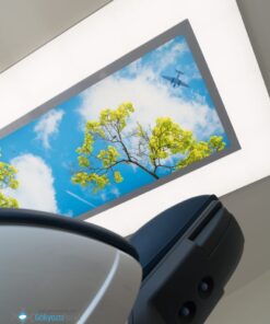 Ağaçlar 75x135 Gökyüzü Panel, Muayenehane Üzeri Aydınlatma, Kumandalı, Işık bantlı, 106watt-Diş Ünit Lambası, Ağaçlar Lamba, 4 Farklı Ahşap Çerçeve Rengi