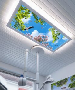 Leylek 75x135 Gökyüzü Panel, Diş Ünit Üzeri Aydınlatma, Kumandalı, Işık bantlı, 106watt-Muayenehane Lambası, Leylek Led Lamba, 4 Farklı Ahşap Çerçeve Rengi