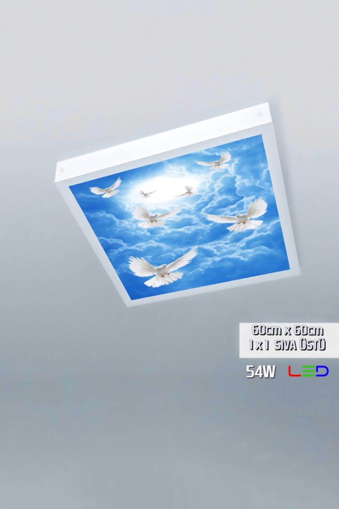 Güvercinli 60x60 avize modelleri, 54wat led, tavana model avize,yatak odası avize