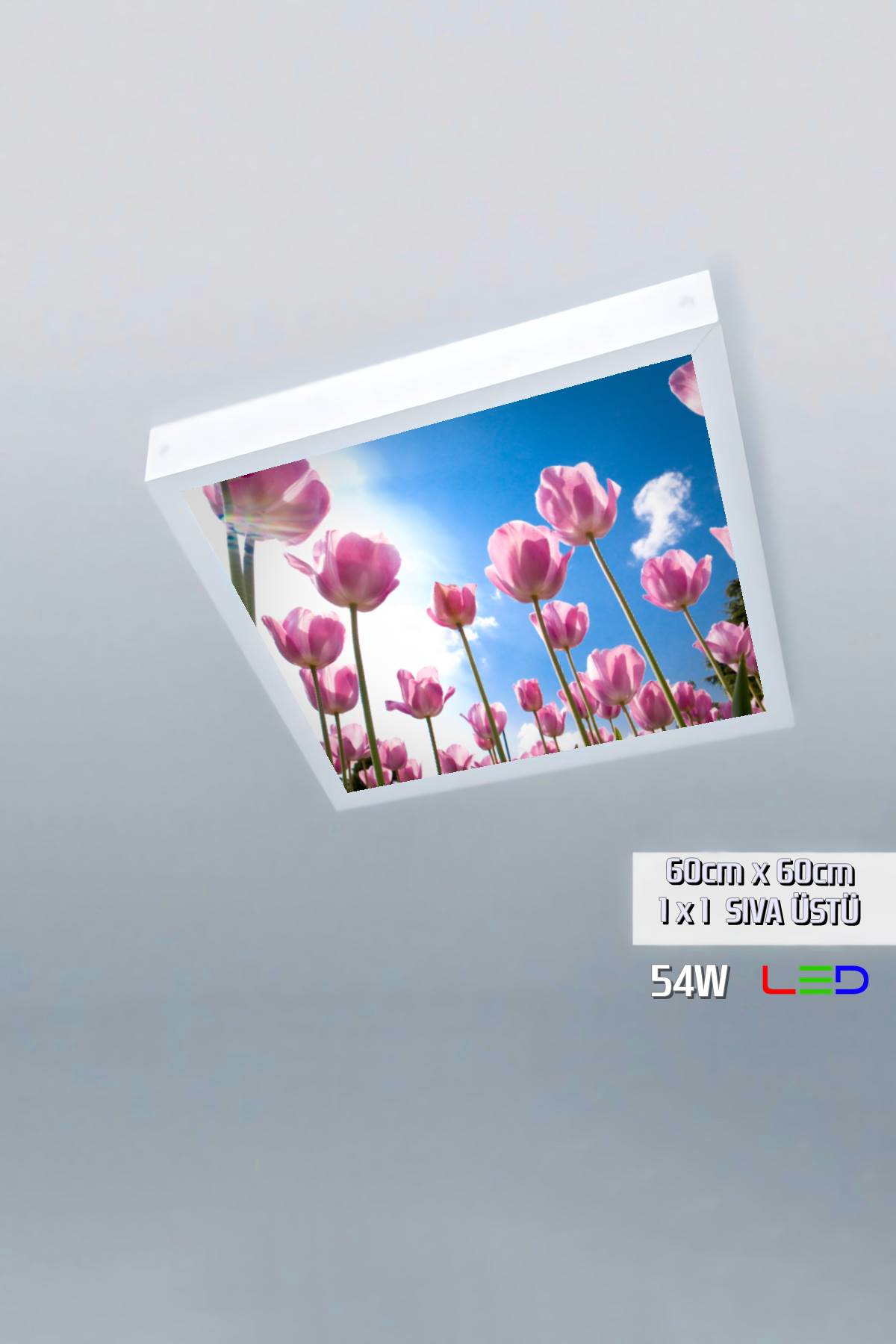 Pembe Laleler 60x60 avize modelleri, 54wat led, tavana model avize,yatak odası avize