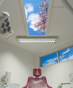 Alternative view of Pembe Ağaç 75x135 Gökyüzü Panel, Muayenehane Üzeri Aydınlatma, Kumandalı, Işık bantlı, 106watt-Diş Ünit Lambası, Pembe Ağaç Lamba, 4 Farklı Ahşap Çerçeve Rengi