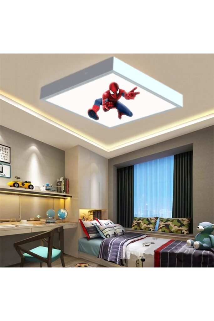 Spider-Man 2 60x60 Çocuk odası avize modelleri, 54wat led, tavana model avize, çocuklar için Spider-Man 2 avize