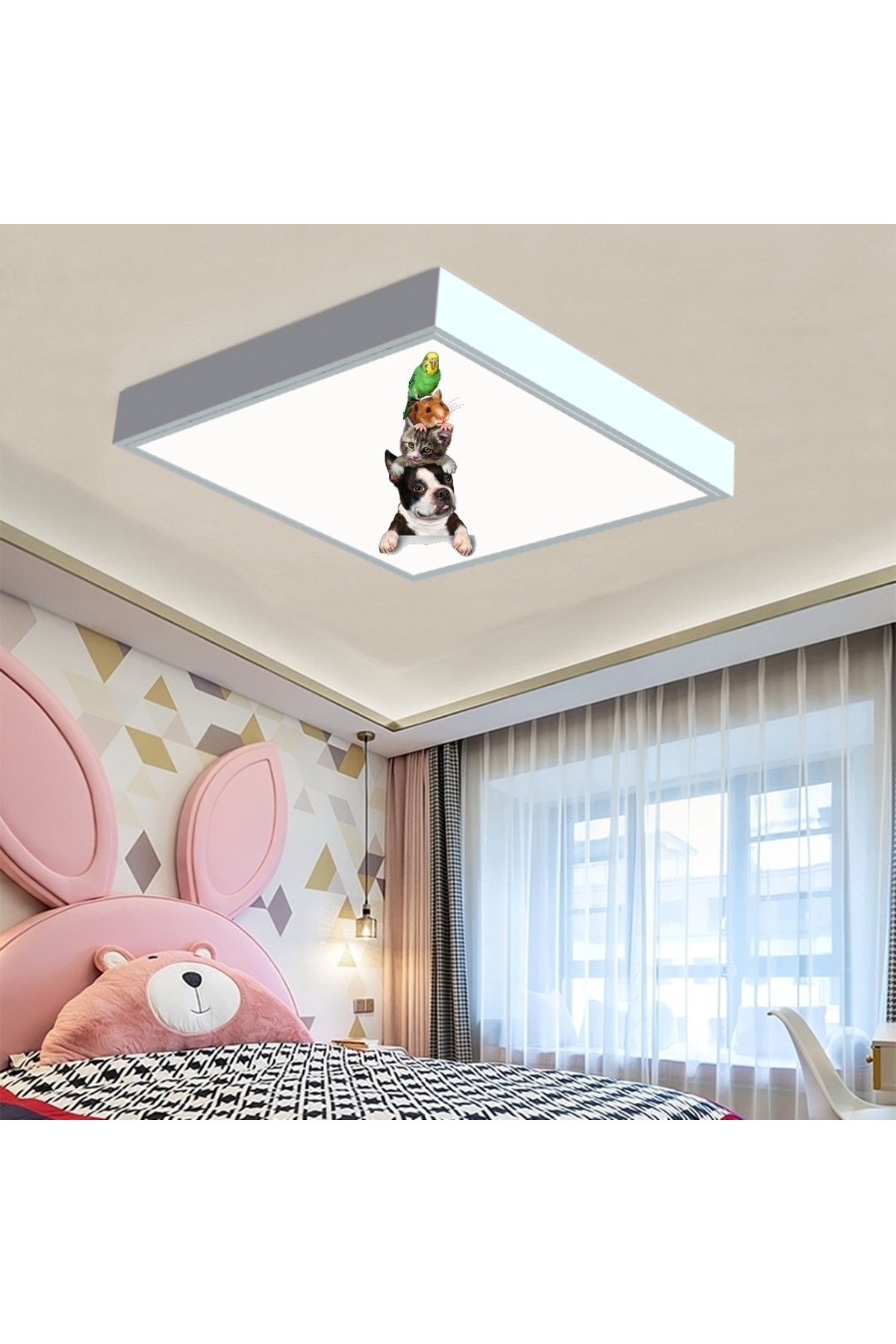 Dostlar 60x60 Çocuk odası avize modelleri, 54wat led, tavana model avize, çocuklar için dostlar avize - Görsel 3