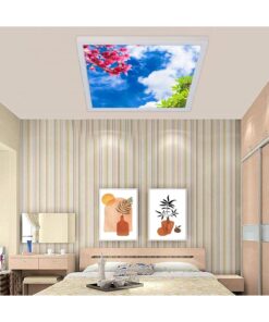 Bulutlu Bahar Gökyüzü Desenli Yatak Odası Avize, 60x60-54w, ebeveyn odası aydınlatma, yatak odası avize modelleri,yatak odası Ferah avize