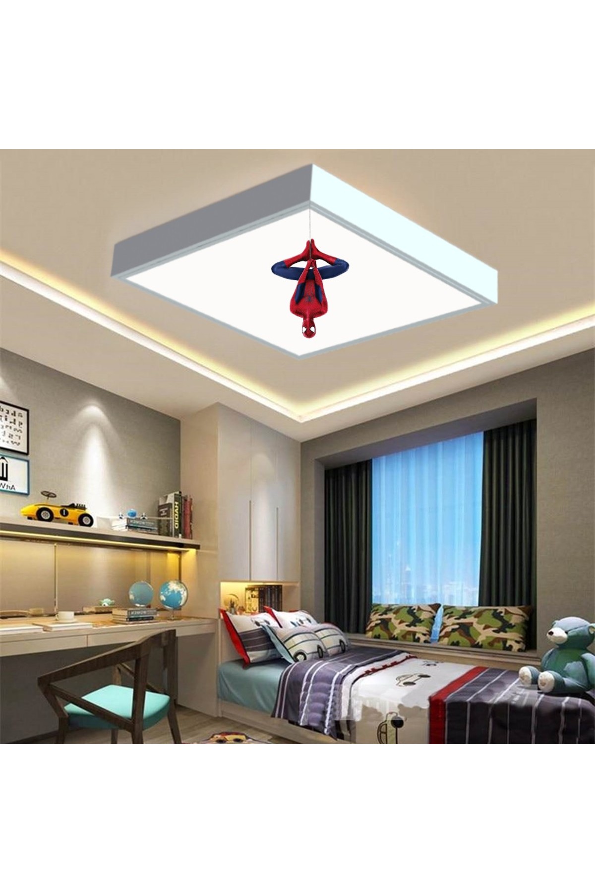 Spider-Man 60x60 Çocuk odası avize modelleri, 54wat led, tavana model avize, çocuklar için Spider-Man yarasa avize