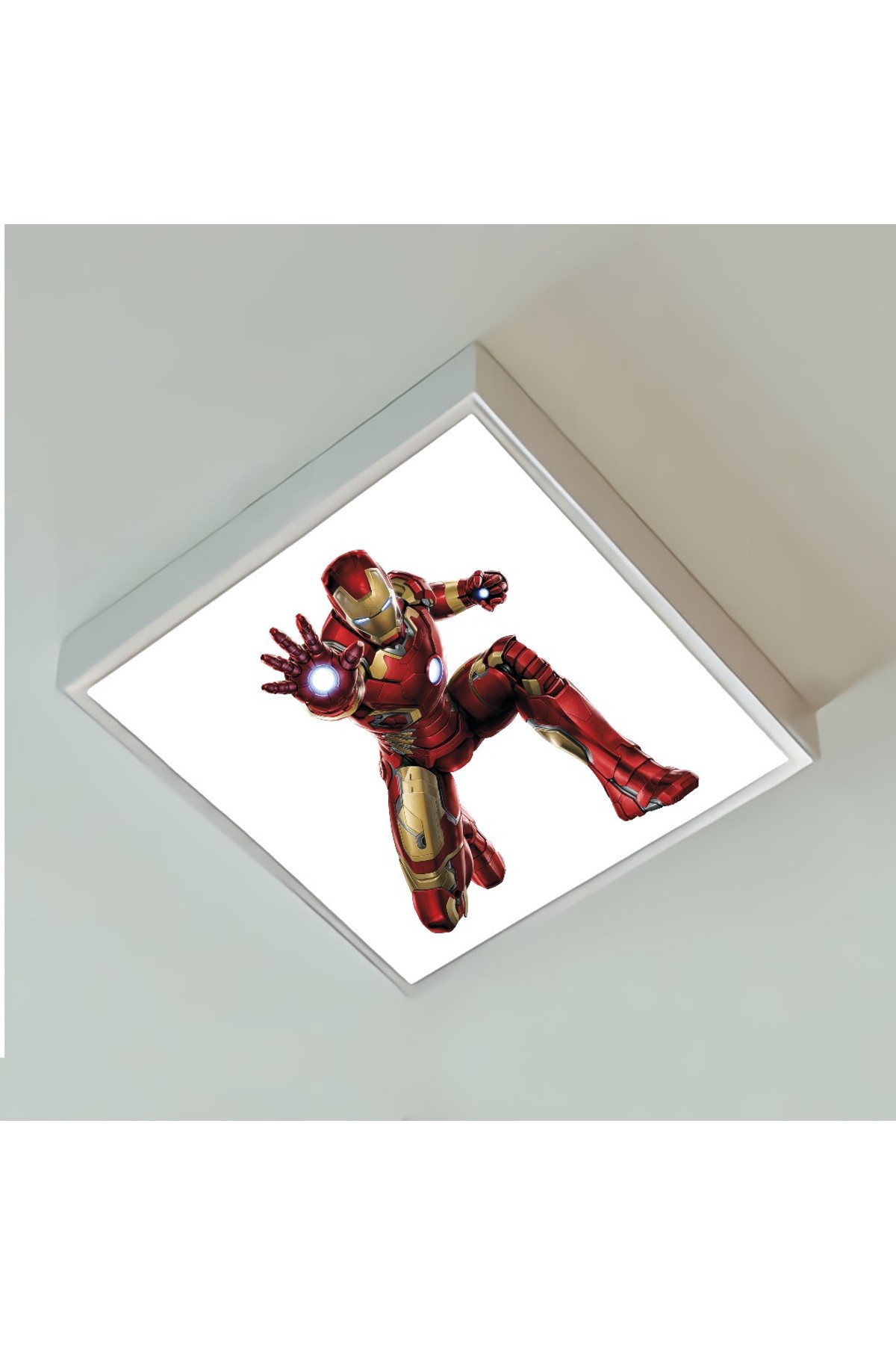 Iron Man 2 60x60 Çocuk odası avize modelleri, 54wat led, tavana model avize, çocuklar için Iron Man 2 avize - Görsel 2