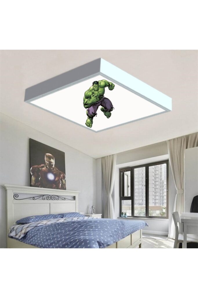 Hulk 60x60 Çocuk odası avize modelleri, 54wat led, tavana model avize, çocuklar için Hulk avize