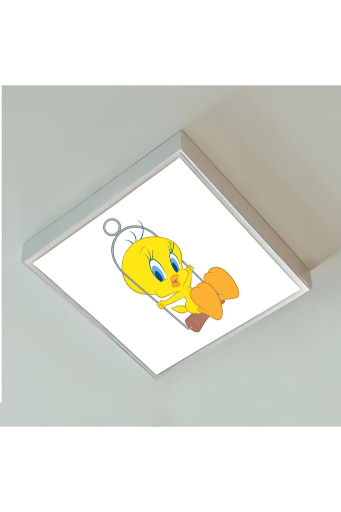 Tweety 60x60 Çocuk odası avize modelleri, 54wat led, tavana model avize, çocuklar için Tweety avize