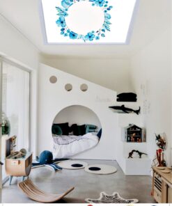 Alternative view of Mavi Çiçekli Çember Desenli Yatak Odası Avize, 60x60-54w, ebeveyn odası aydınlatma, yatak odası avize modelleri,yatak odası Ferah avize