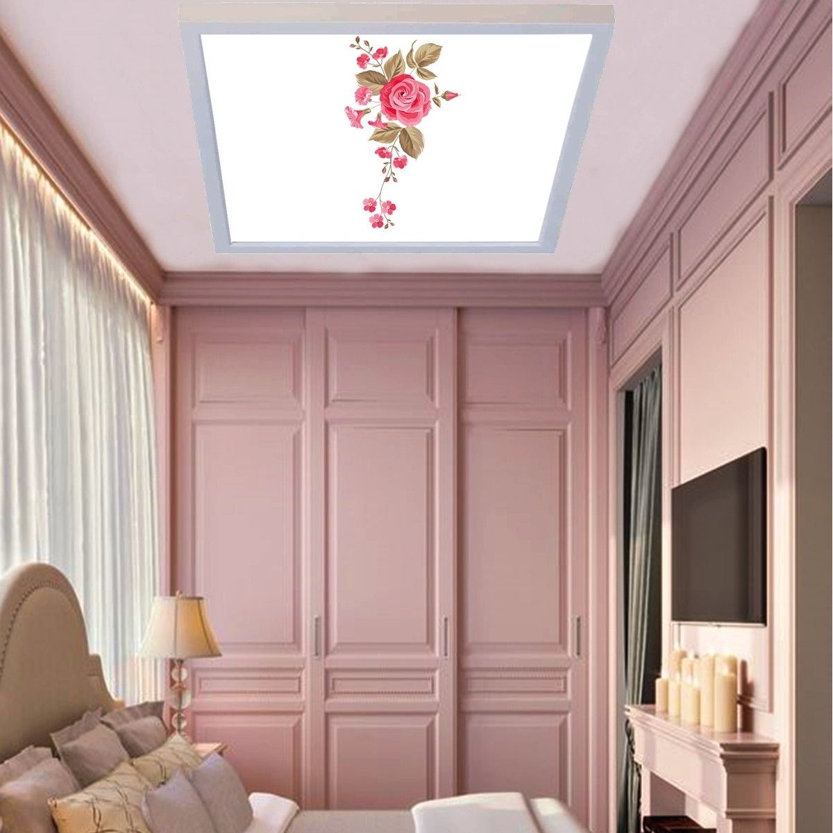Kırmızı Saçak, 60cmx60cm, 54 watt,led,en şık genç odası avize modelleri, kırmızı saçak genç odası lamba