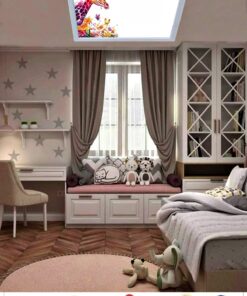 Alternative view of Çiçekli Zürafa 60x60 Çocuk odası avize modelleri, 54wat led, tavana model avize,çocuklar için çiçekli zürafa desenli kare avize