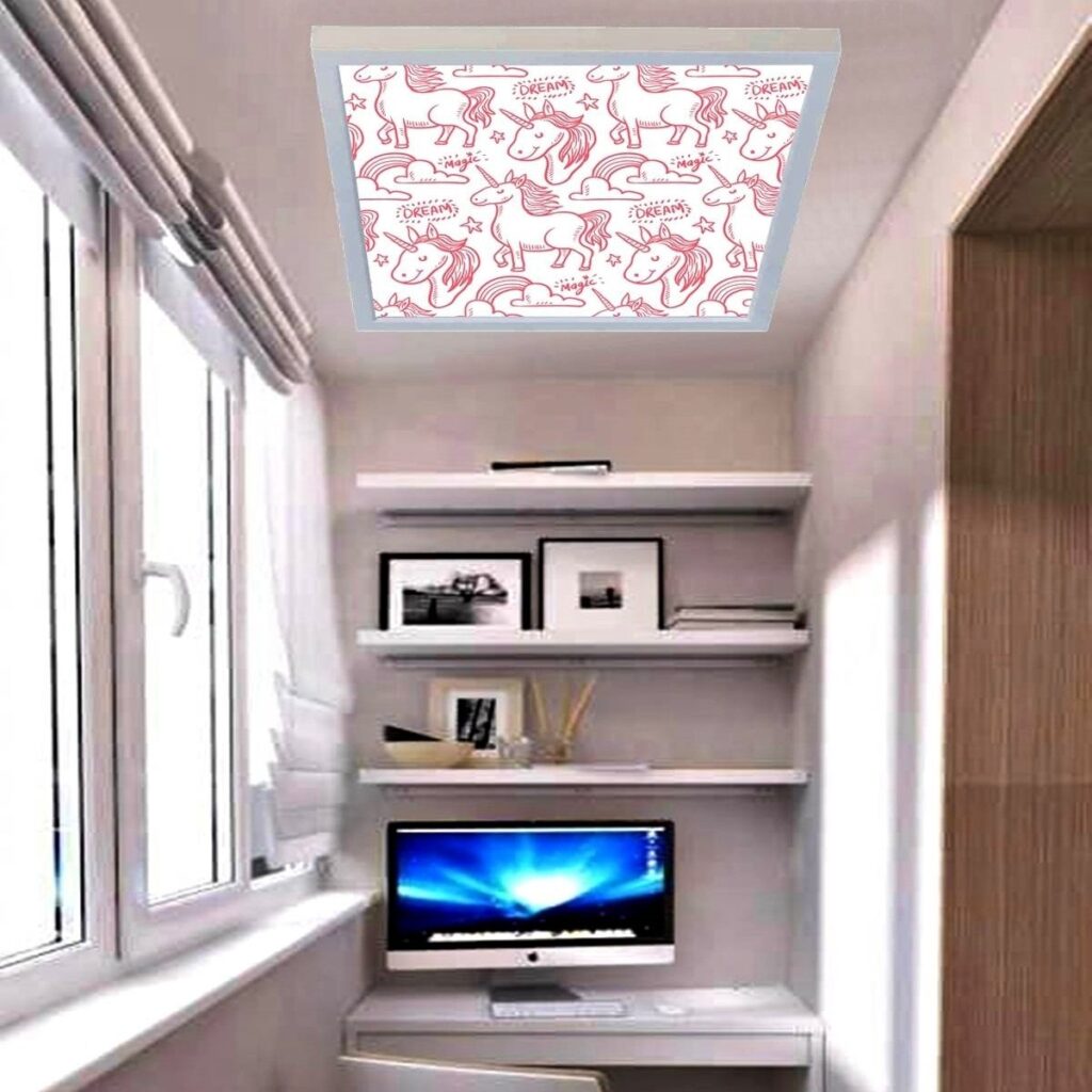 Unicornlar 60x60 Çocuk odası avize modelleri, 54wat led, tavana model avize,çocuklar için unicornlar kare avize