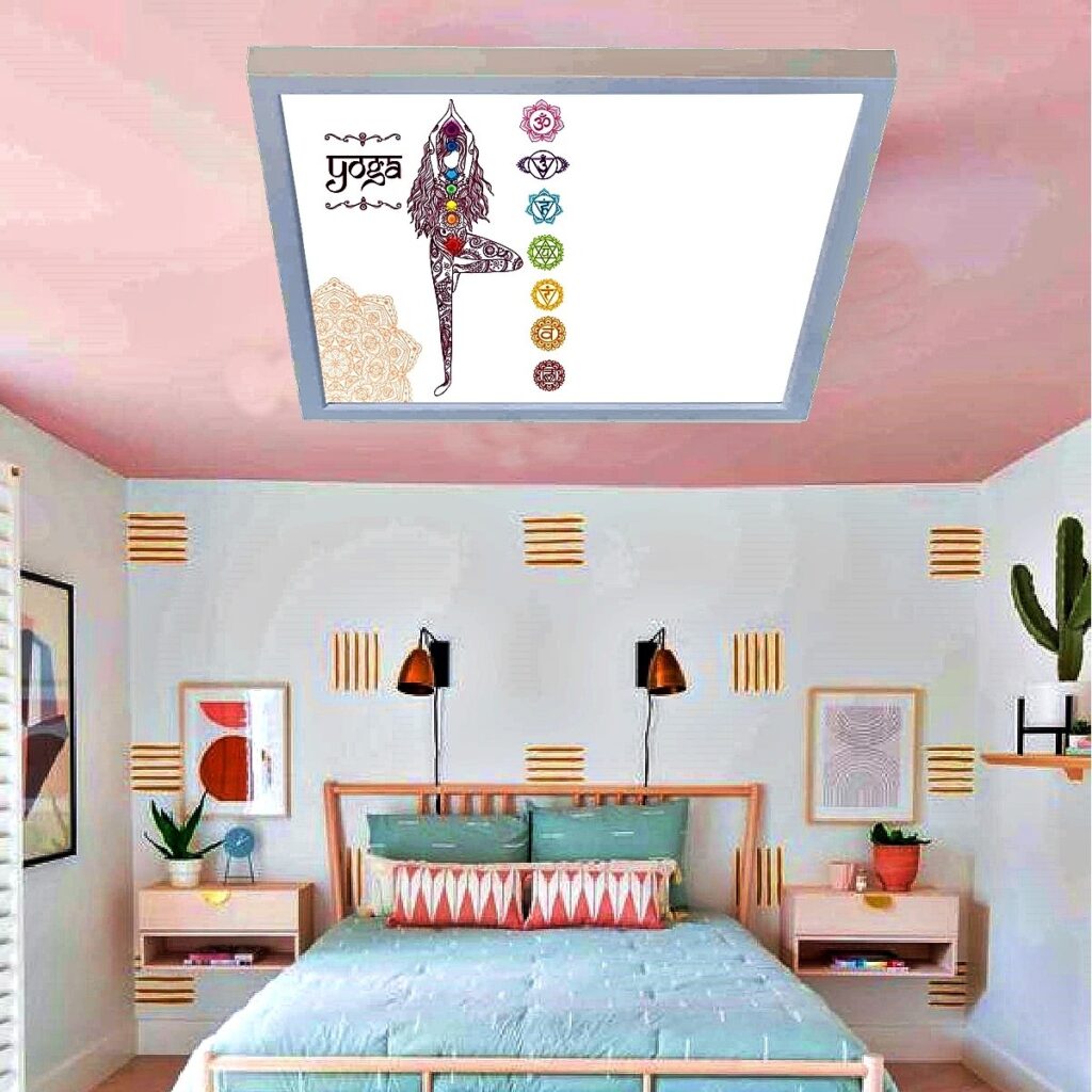 7 Çakra, 60cmx60cm, 54 watt,led,en şık genç odası avize modelleri, 7 çakra genç odası lamba